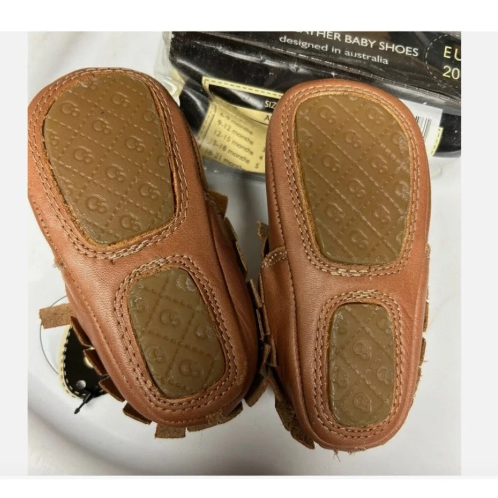 NIP Old Soles Leather Moccasins Fringe Bootie Tan Infant 9-12; Euro 20